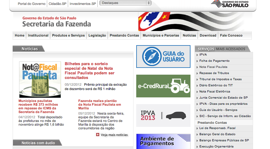Site Nota Fiscal Paulista