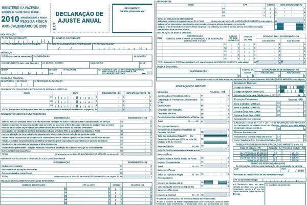 Exemplo de formulário que era utilizado na declaração no passado.