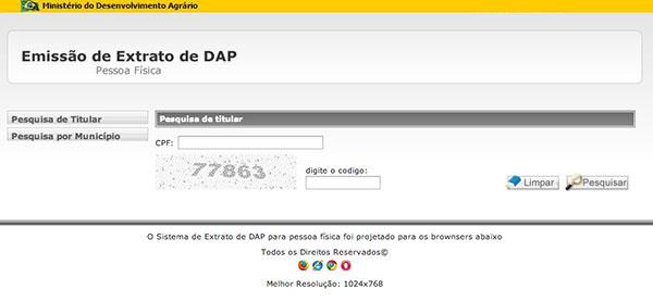 Extrato DAP CPF